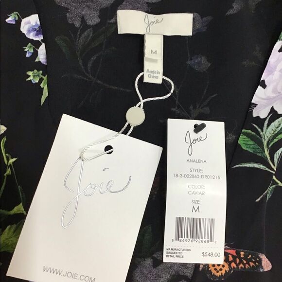 Joie Analena Floral 3/4 Sleeve Pleat Asymmetrical Dress New With Tag Size Medium - Picture 8 of 8